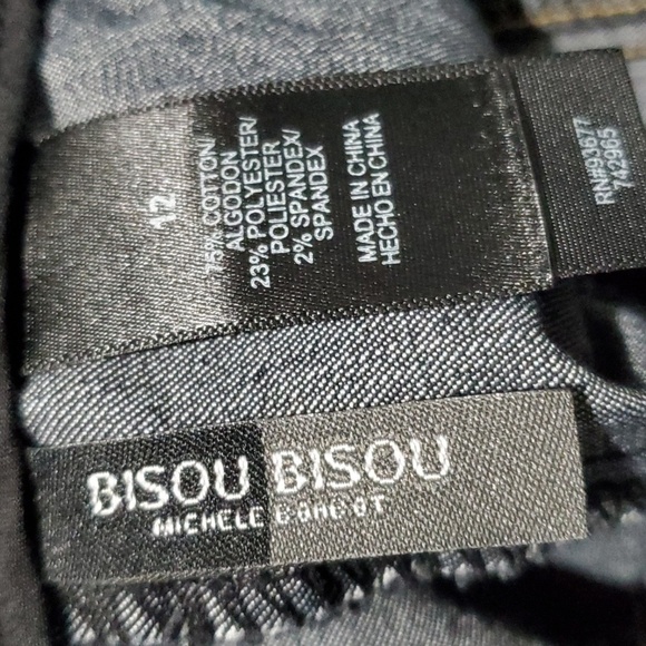 Bisou Bisou Michele Bohbot Jeans womens sz 12 black zipper front no buttons wide - Picture 5 of 11